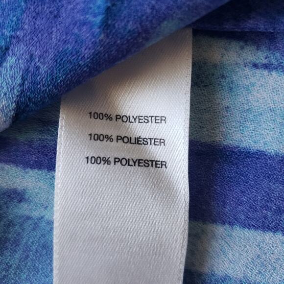 Chico's Tiered Layer Floral Asymmetric Hem 3/4 Sleeve High Low Blue White Tunic - Picture 13 of 13